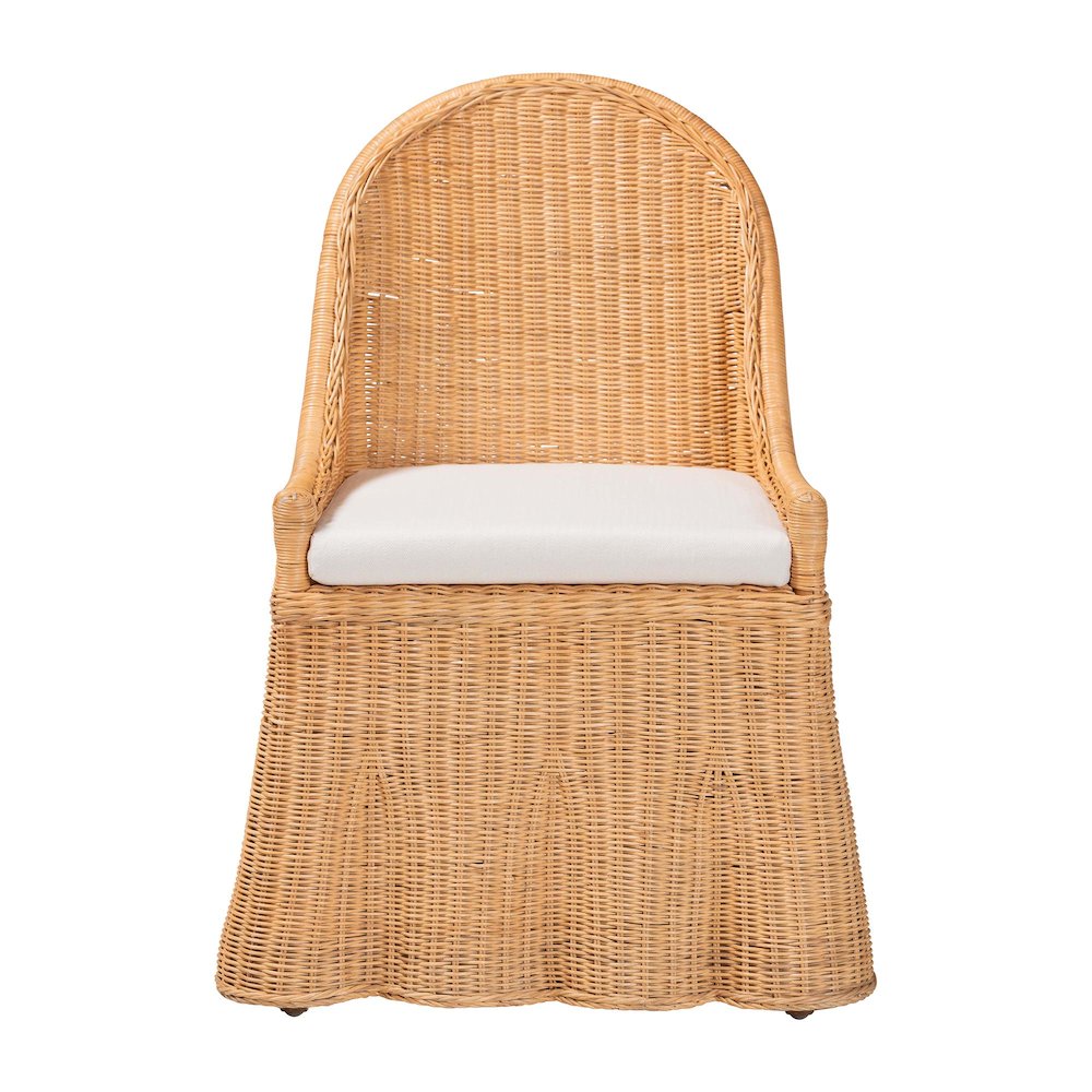 Natural Rattan Accent Chair - Hand Woven Wicker Dining Chair, Light Honey. Picture 2