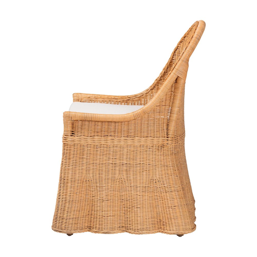 Natural Rattan Accent Chair - Hand Woven Wicker Dining Chair, Light Honey. Picture 3