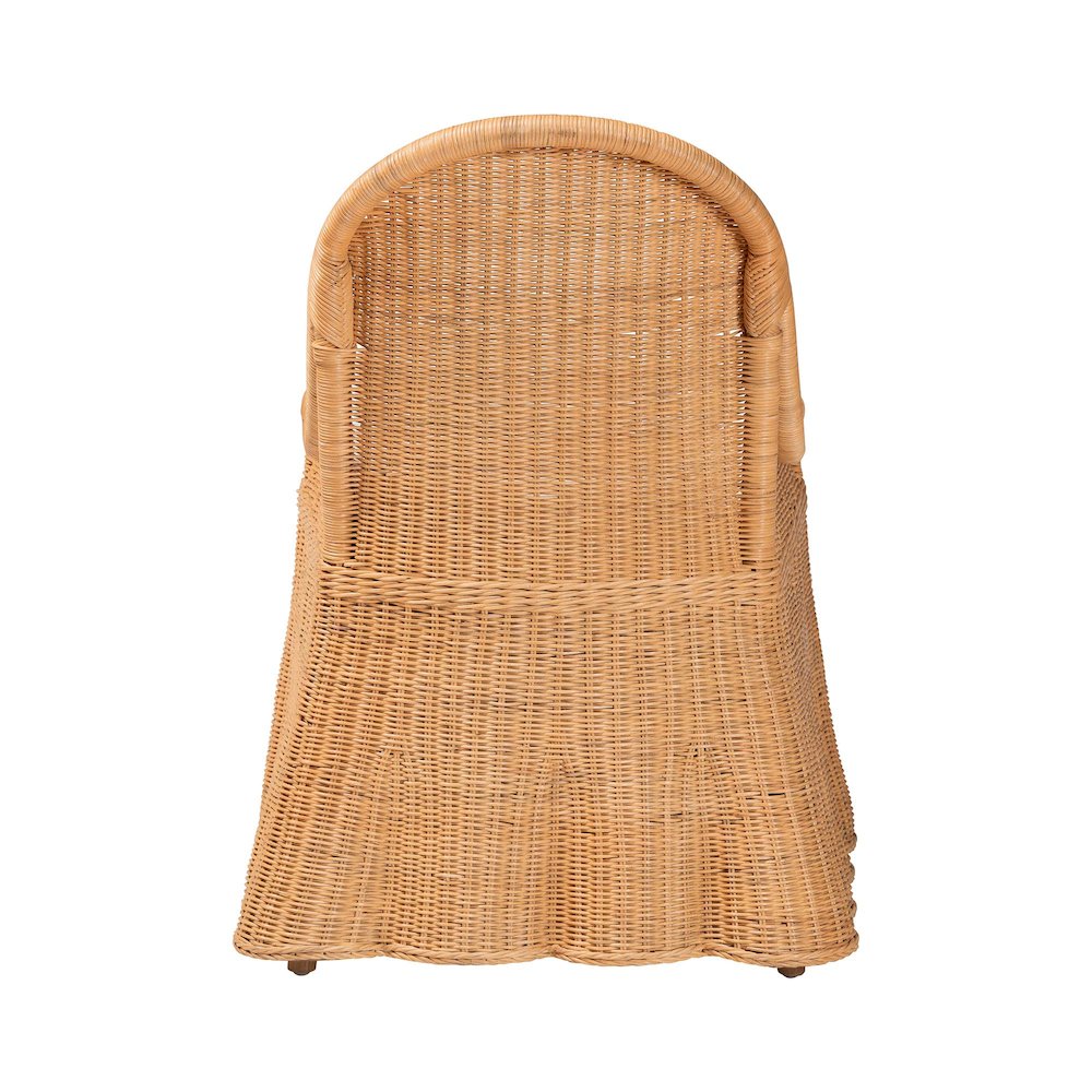 Natural Rattan Accent Chair - Hand Woven Wicker Dining Chair, Light Honey. Picture 4