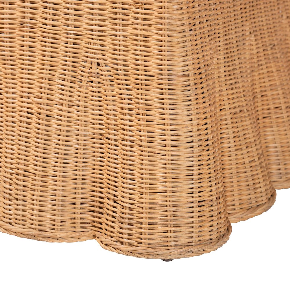 Natural Rattan Accent Chair - Hand Woven Wicker Dining Chair, Light Honey. Picture 5