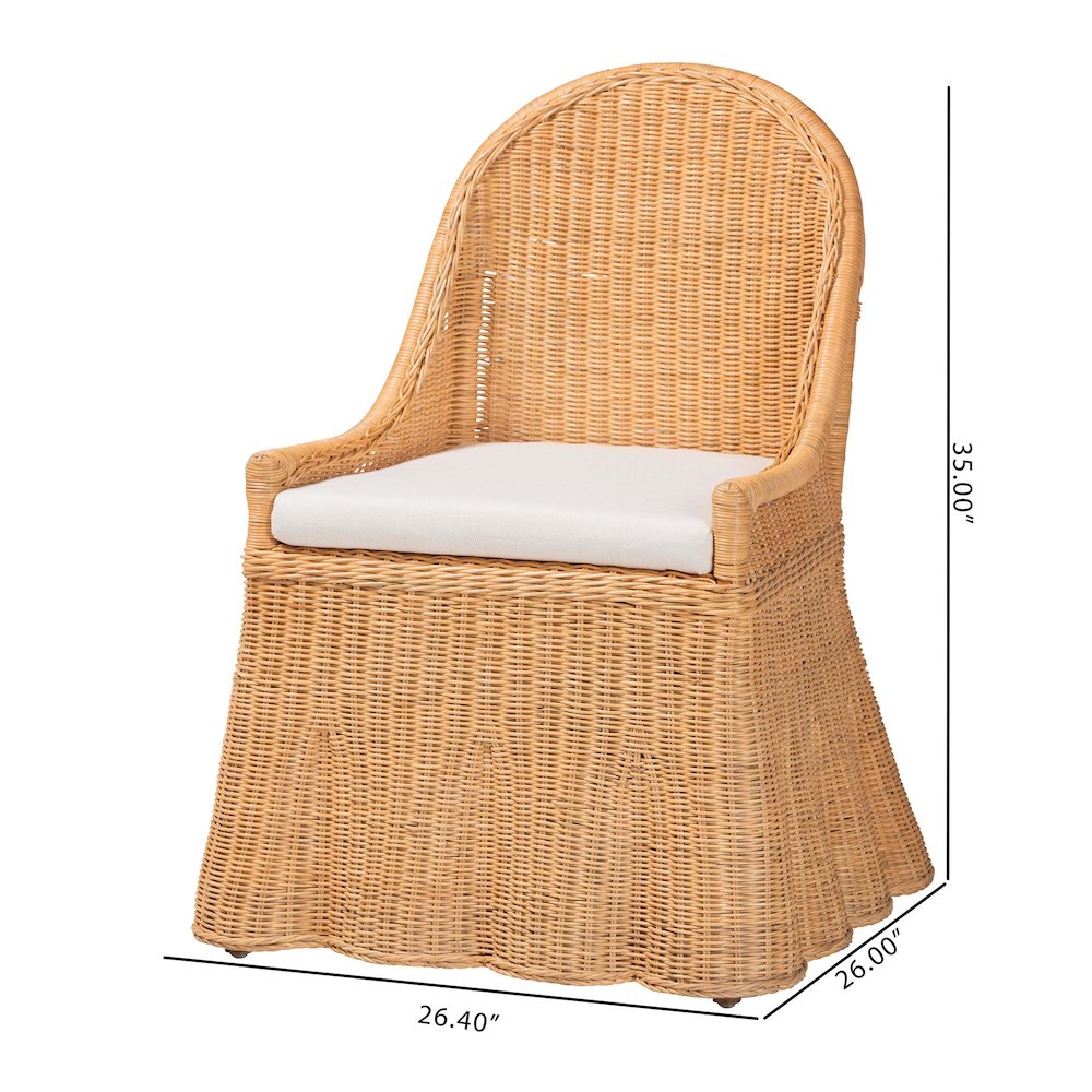 Natural Rattan Accent Chair - Hand Woven Wicker Dining Chair, Light Honey. Picture 8