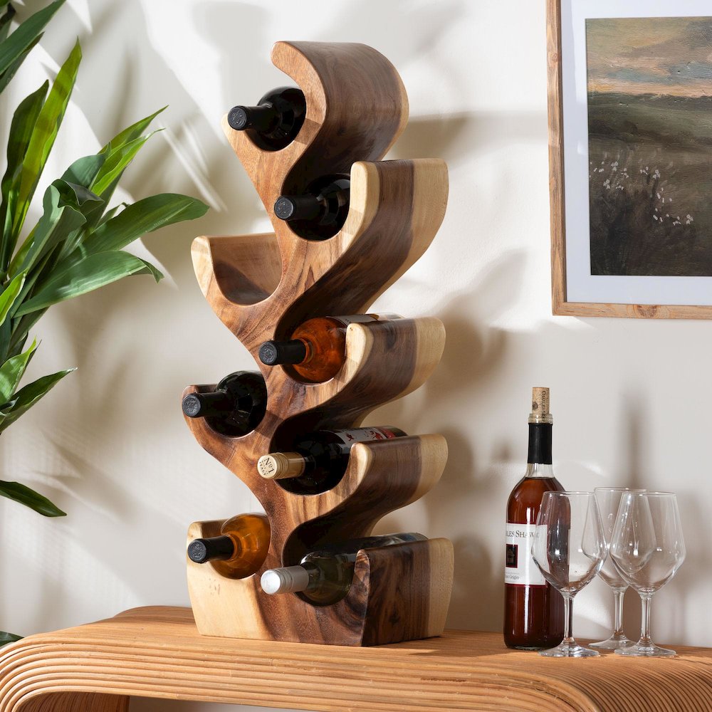 Matana Suar Wood Wine Rack. Picture 7