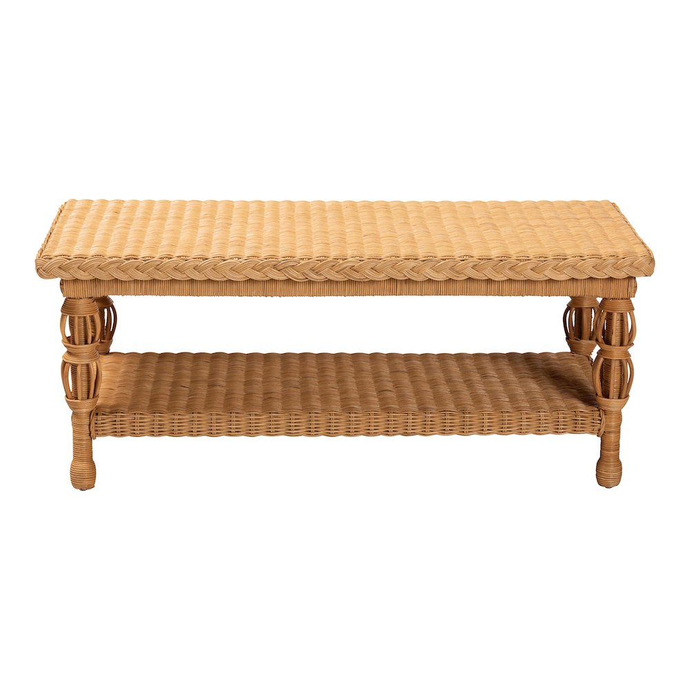 Dolby Natural Rattan Coffee Table - Handwoven Wicker Accent Table. Picture 1
