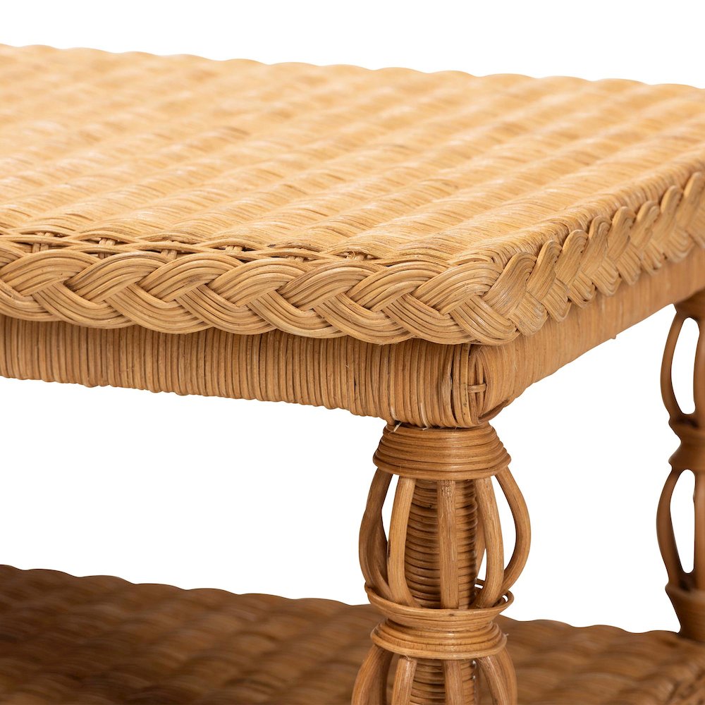 Dolby Natural Rattan Coffee Table - Handwoven Wicker Accent Table. Picture 4