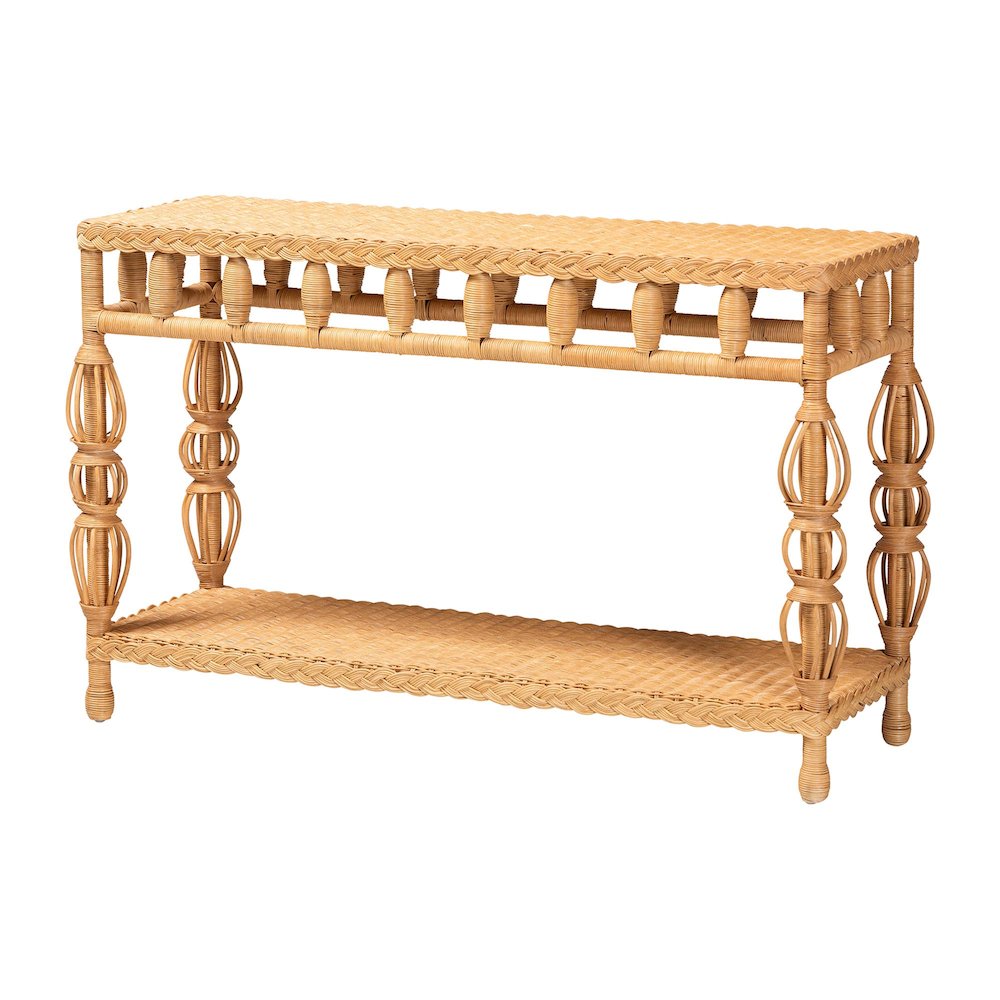 Natural Rattan Console Table - Handwoven Wicker Accent Table. Picture 1