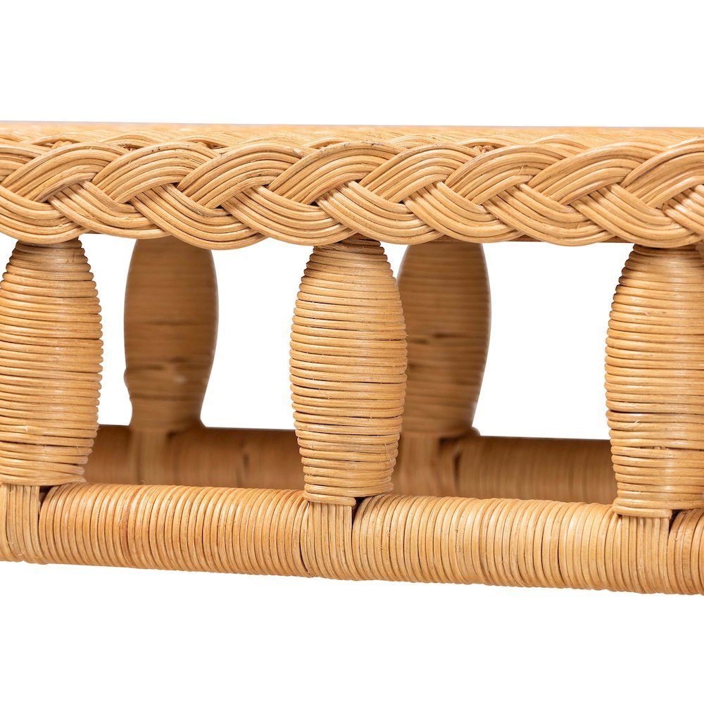 Natural Rattan Console Table - Handwoven Wicker Accent Table. Picture 4