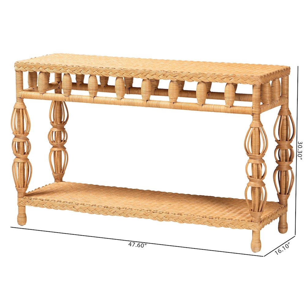 Natural Rattan Console Table - Handwoven Wicker Accent Table. Picture 8