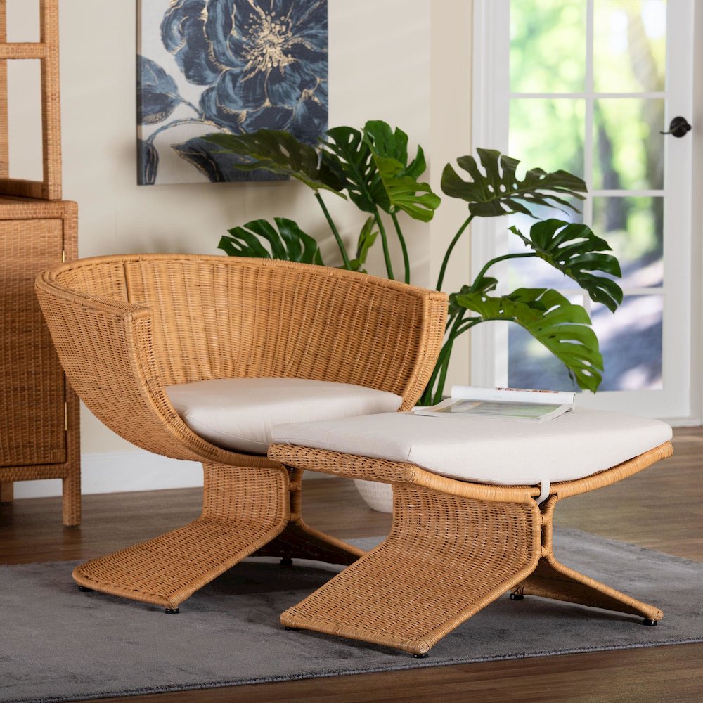 Natural Rattan 2-Piece Living Room Set - Handwoven Wicker Accent Seating. Picture 6