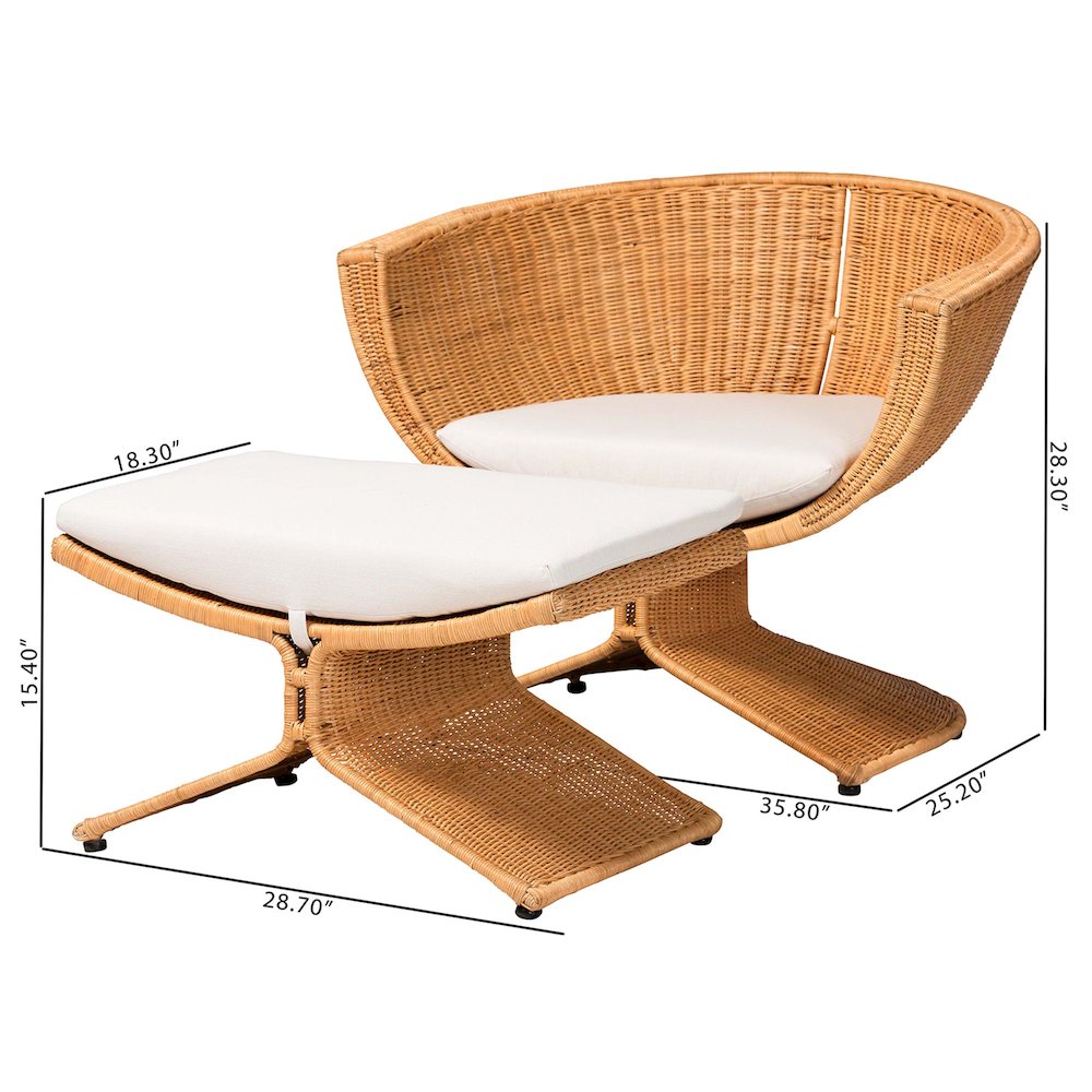 Natural Rattan 2-Piece Living Room Set - Handwoven Wicker Accent Seating. Picture 7