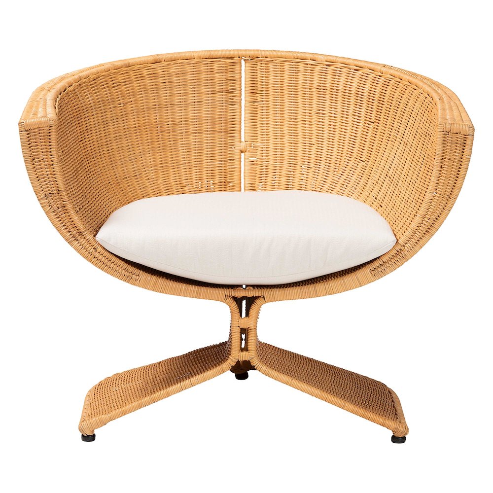 Natural Rattan Lounge Chair - Handwoven Wicker Accent Seating. Picture 2
