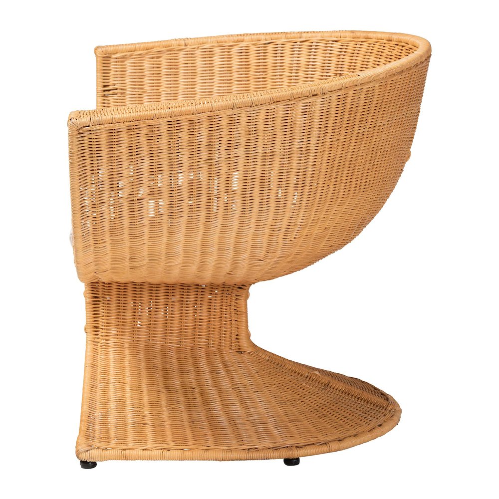 Natural Rattan Lounge Chair - Handwoven Wicker Accent Seating. Picture 3