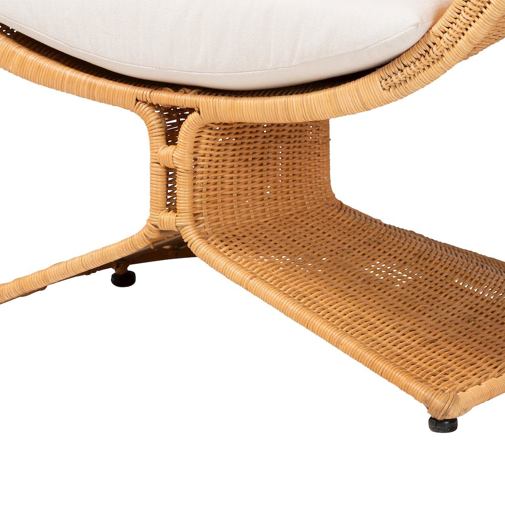Natural Rattan Lounge Chair - Handwoven Wicker Accent Seating. Picture 5