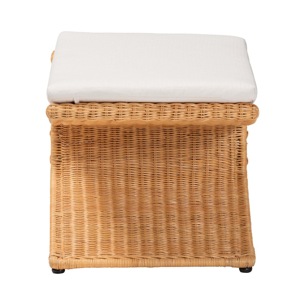 Natural Rattan Footstool - Sculptural Handwoven Ottoman. Picture 3