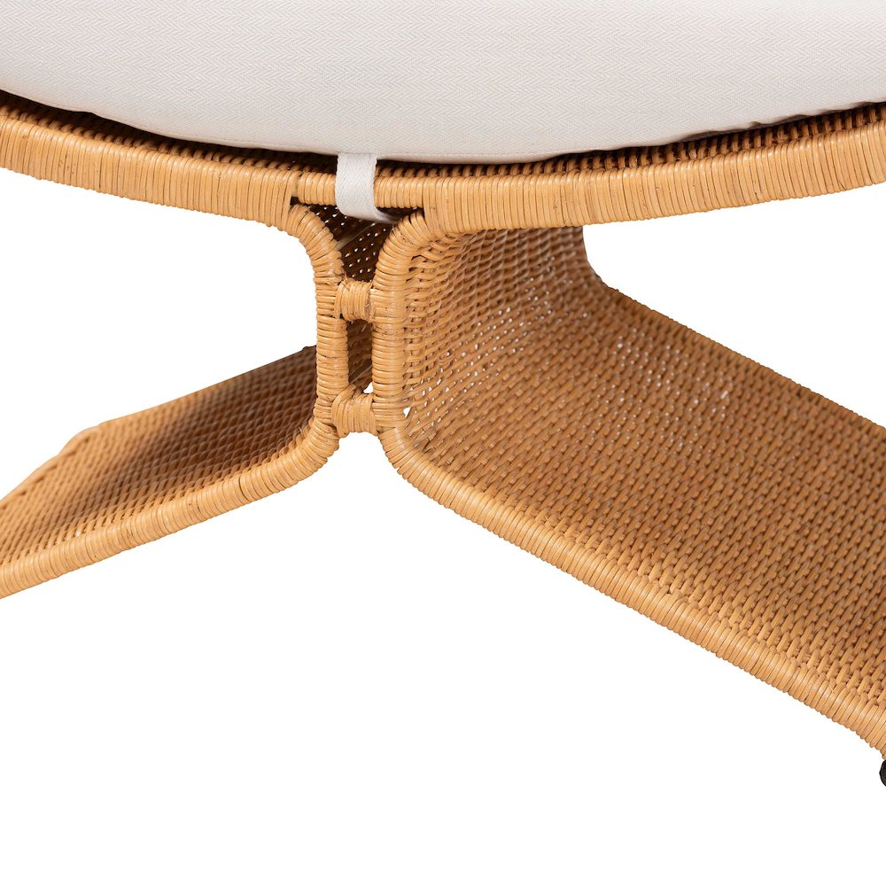 Natural Rattan Footstool - Sculptural Handwoven Ottoman. Picture 4