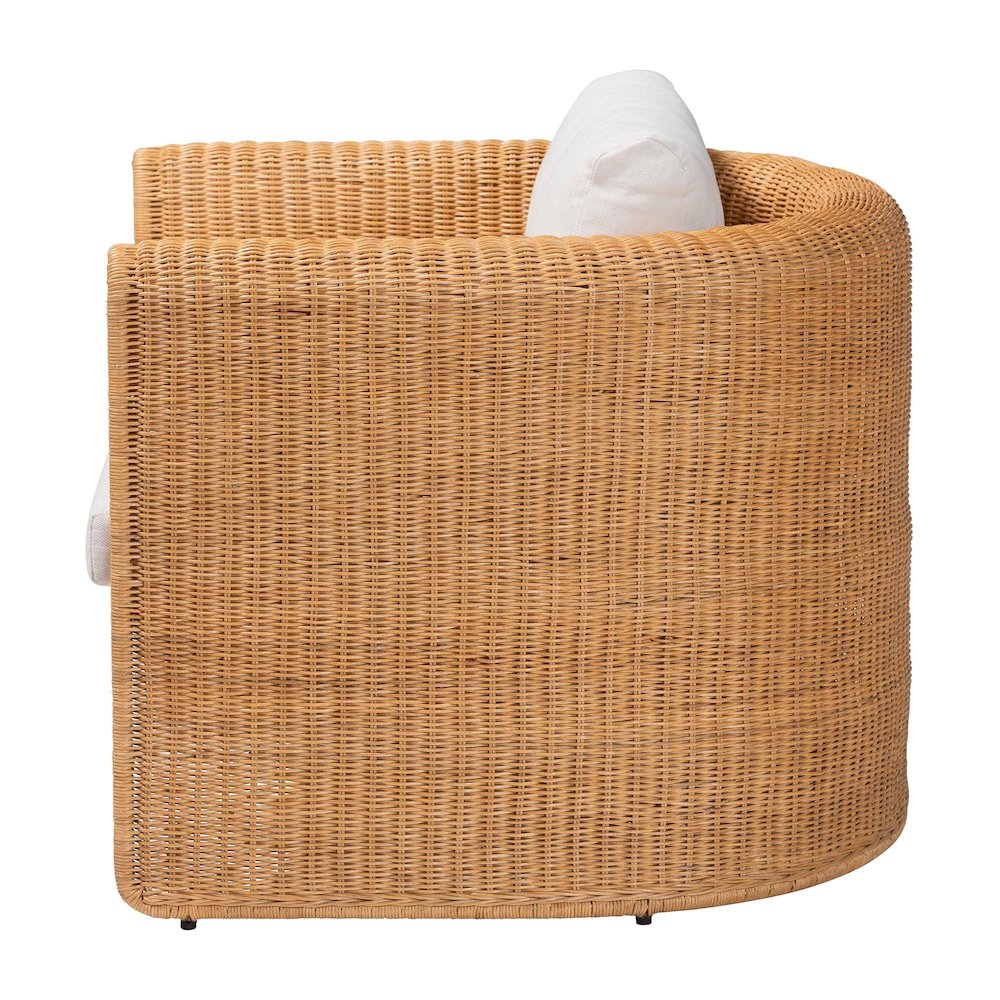 Natural Rattan Armchair with Cushion - Handwoven Lounge Chair. Picture 3