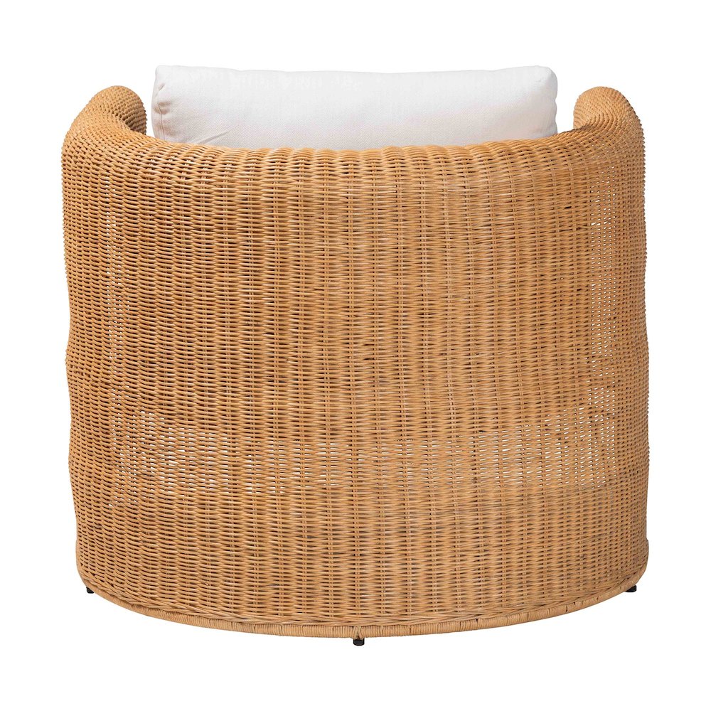 Natural Rattan Armchair with Cushion - Handwoven Lounge Chair. Picture 4