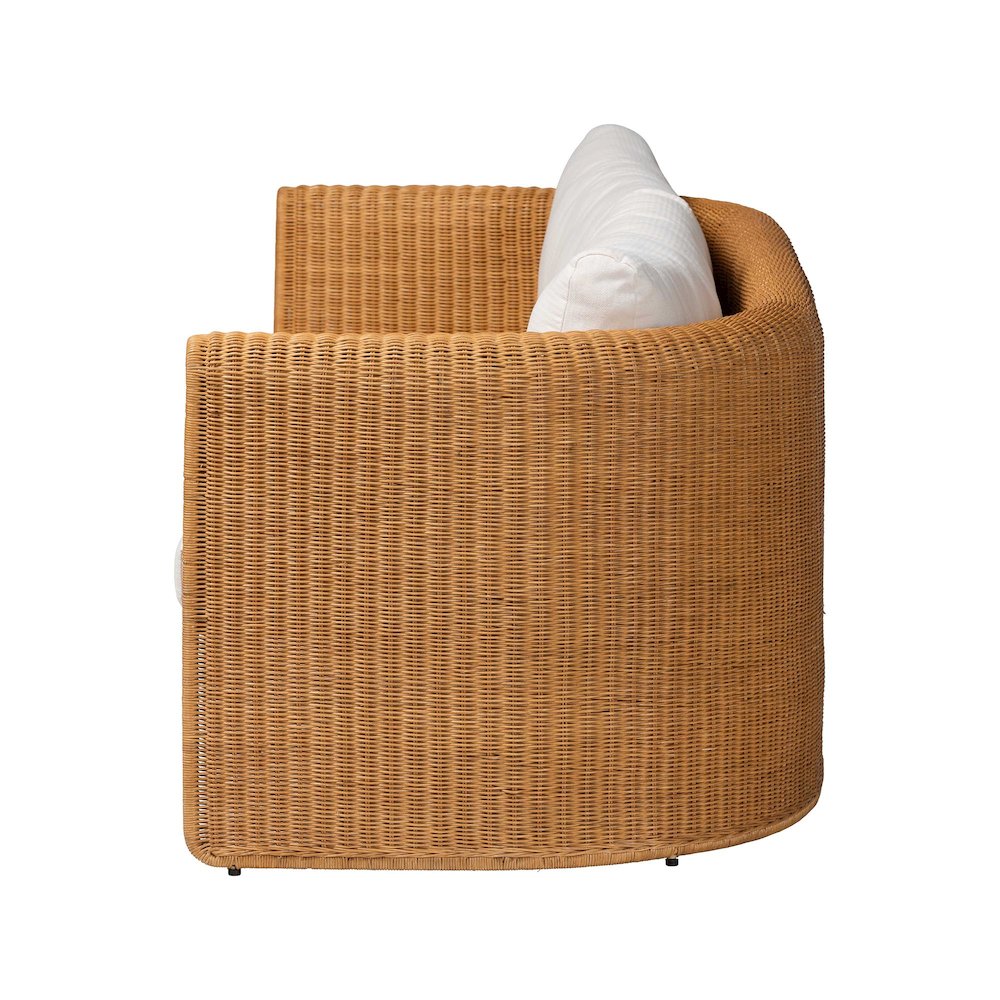 Natural Rattan Sofa with Cushion - Handwoven 3-Seater Couch. Picture 3