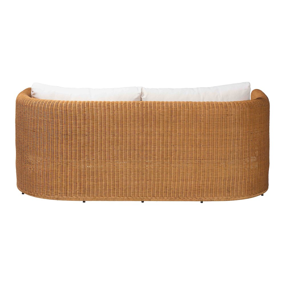 Natural Rattan Sofa with Cushion - Handwoven 3-Seater Couch. Picture 4