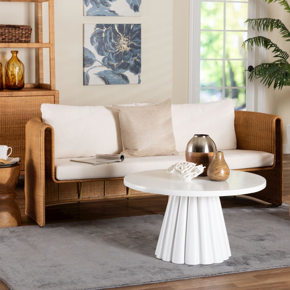 Natural Rattan Sofa with Cushion - Handwoven 3-Seater Couch. Picture 7
