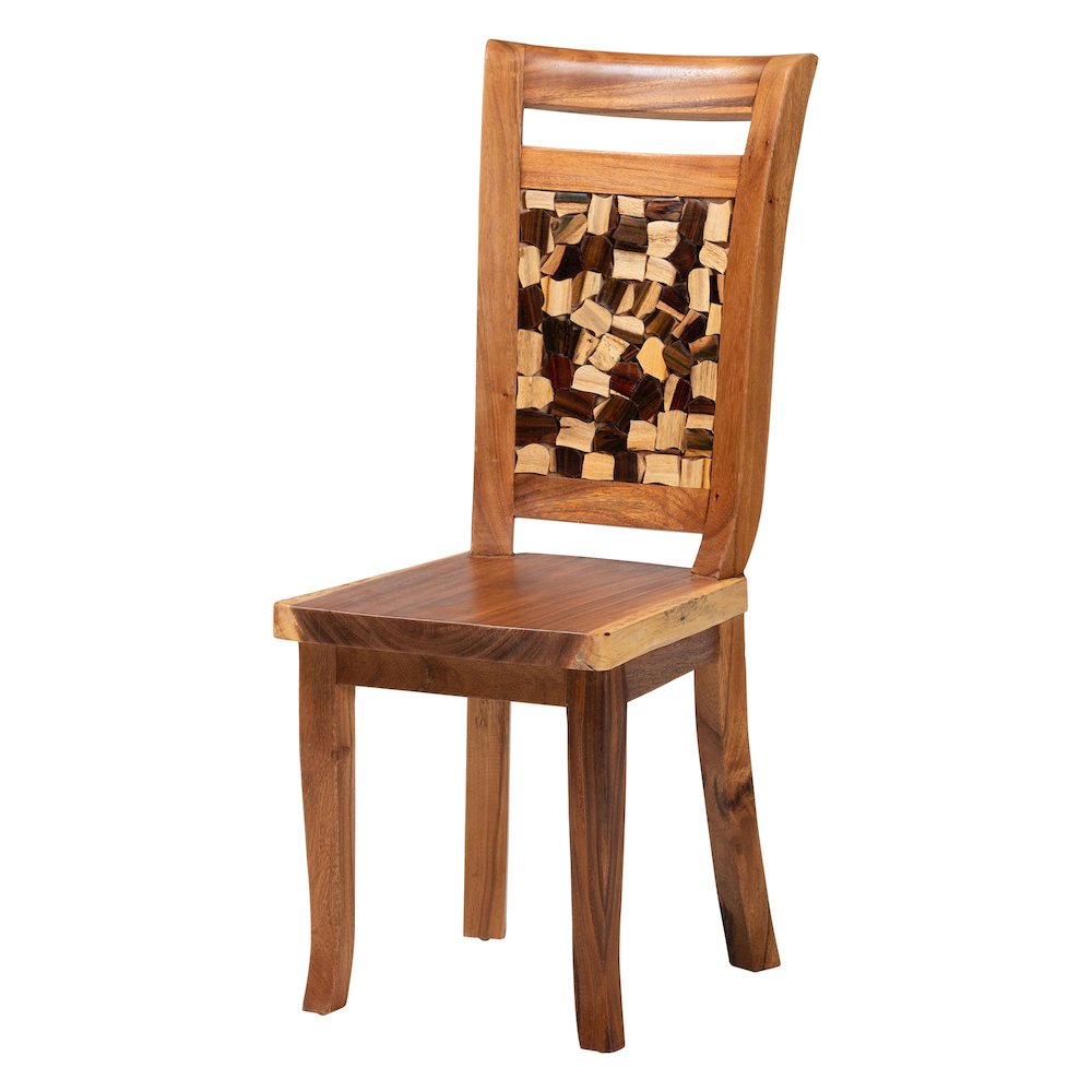 Luan Suar Wood Dining Chair - Handcrafted Solid Wood Seat. Picture 2