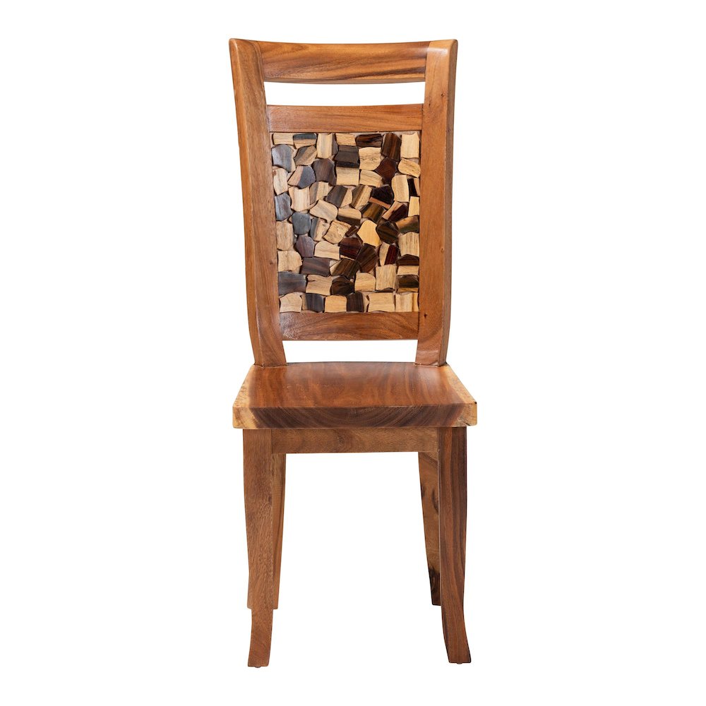 Luan Suar Wood Dining Chair - Handcrafted Solid Wood Seat. Picture 1