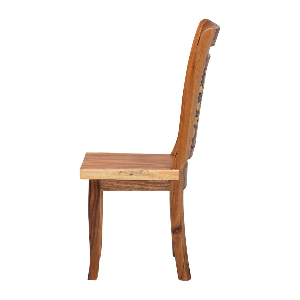 Luan Suar Wood Dining Chair - Handcrafted Solid Wood Seat. Picture 3