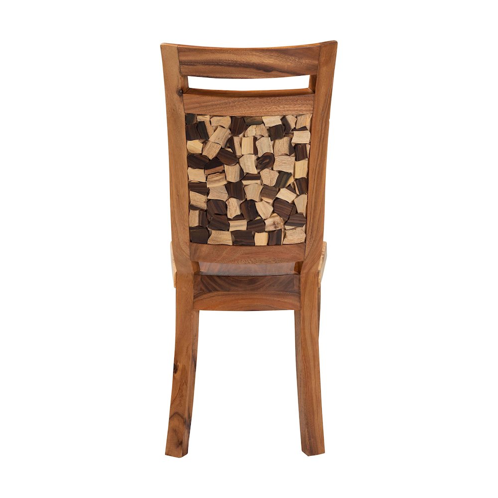 Luan Suar Wood Dining Chair - Handcrafted Solid Wood Seat. Picture 4