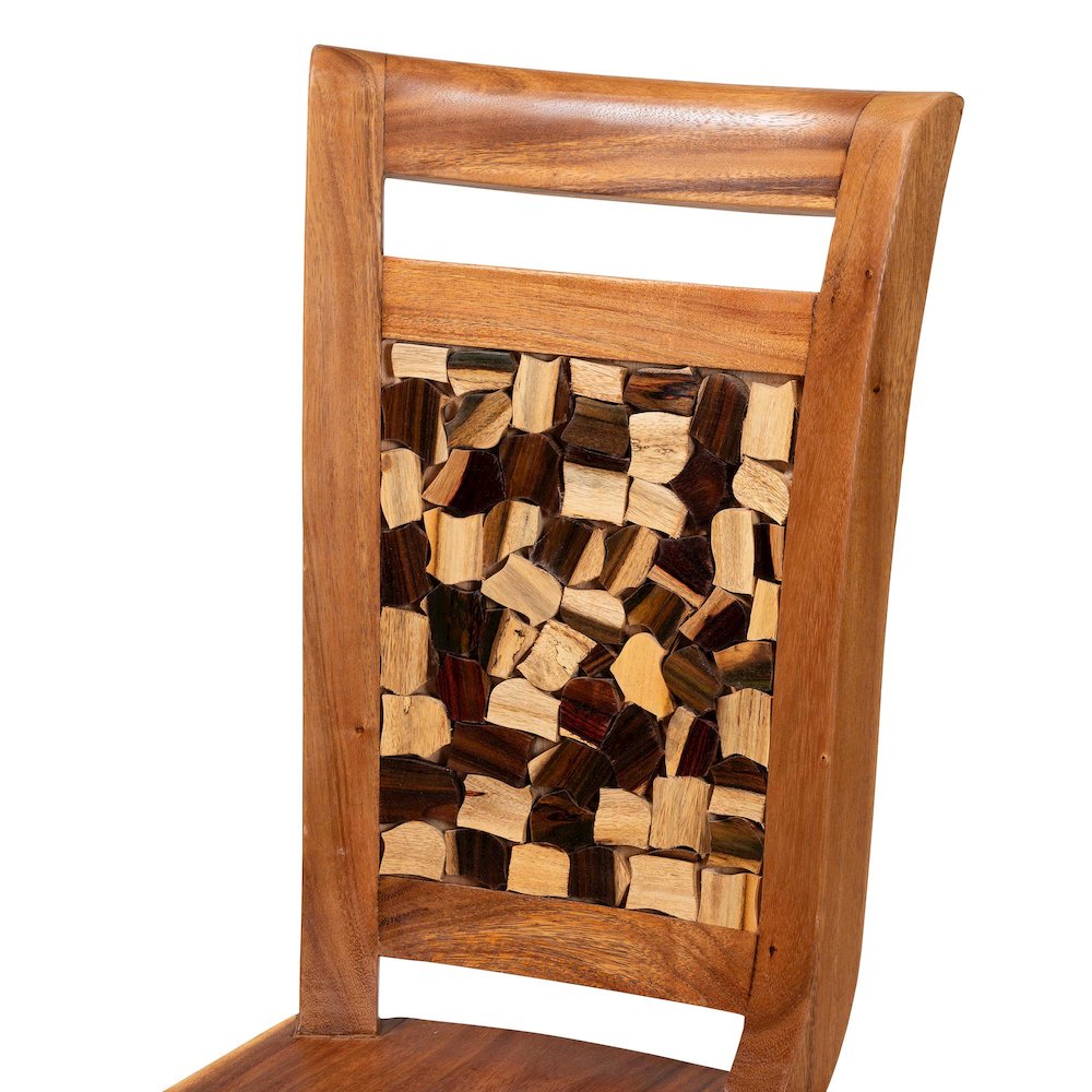 Luan Suar Wood Dining Chair - Handcrafted Solid Wood Seat. Picture 5