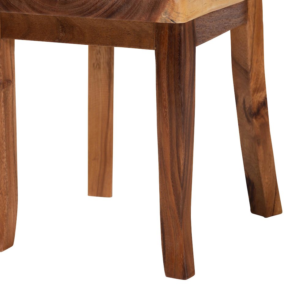 Luan Suar Wood Dining Chair - Handcrafted Solid Wood Seat. Picture 6