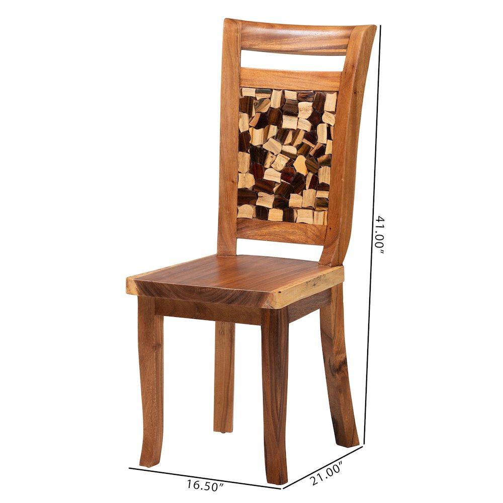 Luan Suar Wood Dining Chair - Handcrafted Solid Wood Seat. Picture 9
