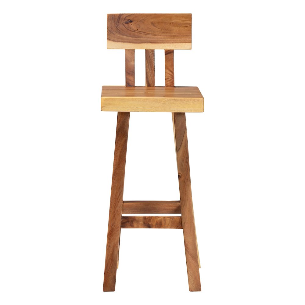 Luli Suar Wood Bar Stool - Handcrafted Solid Wood Stool. Picture 1