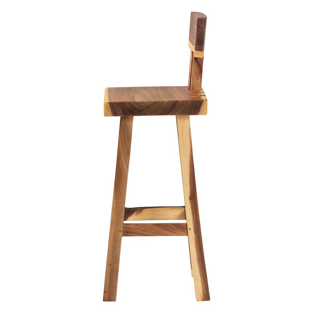 Luli Suar Wood Bar Stool - Handcrafted Solid Wood Stool. Picture 3