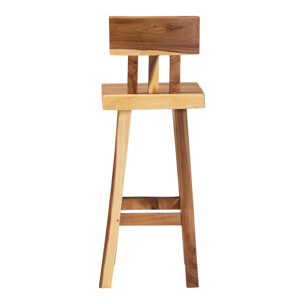 Luli Suar Wood Bar Stool - Handcrafted Solid Wood Stool. Picture 4