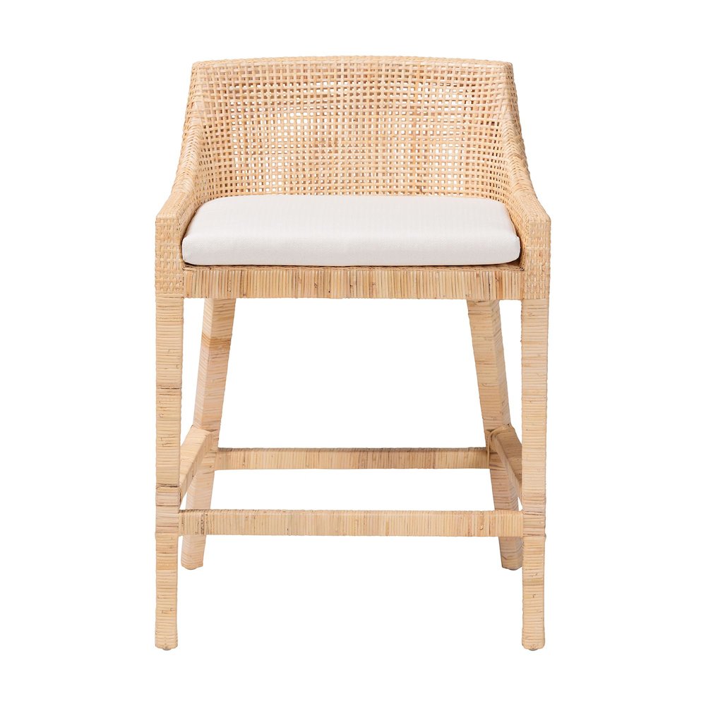 Natural Rattan Counter Stool - Handcrafted Wingback Counter Chair. Picture 2
