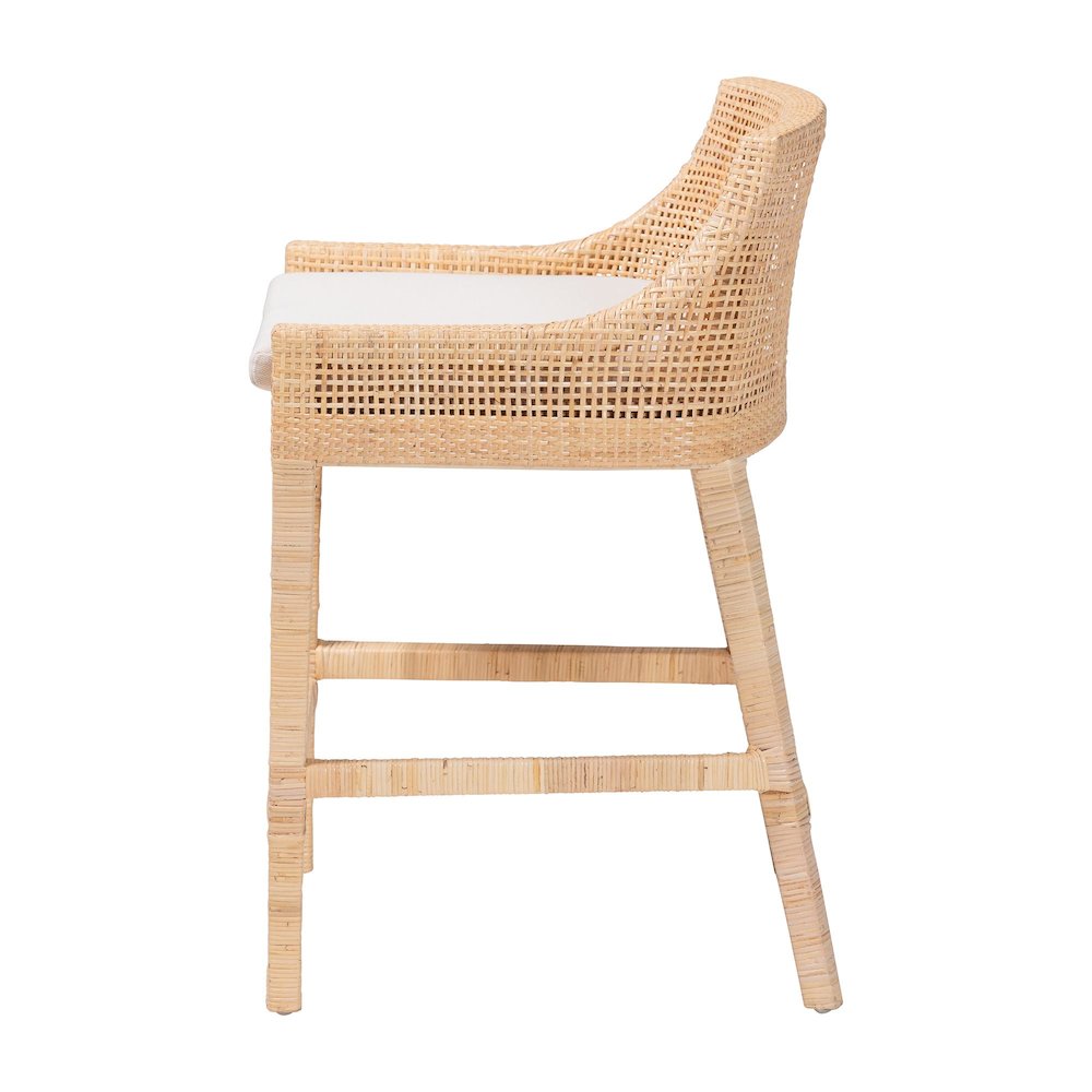 Natural Rattan Counter Stool - Handcrafted Wingback Counter Chair. Picture 3