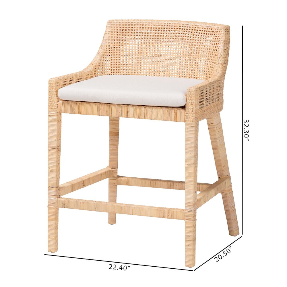 Natural Rattan Counter Stool - Handcrafted Wingback Counter Chair. Picture 9