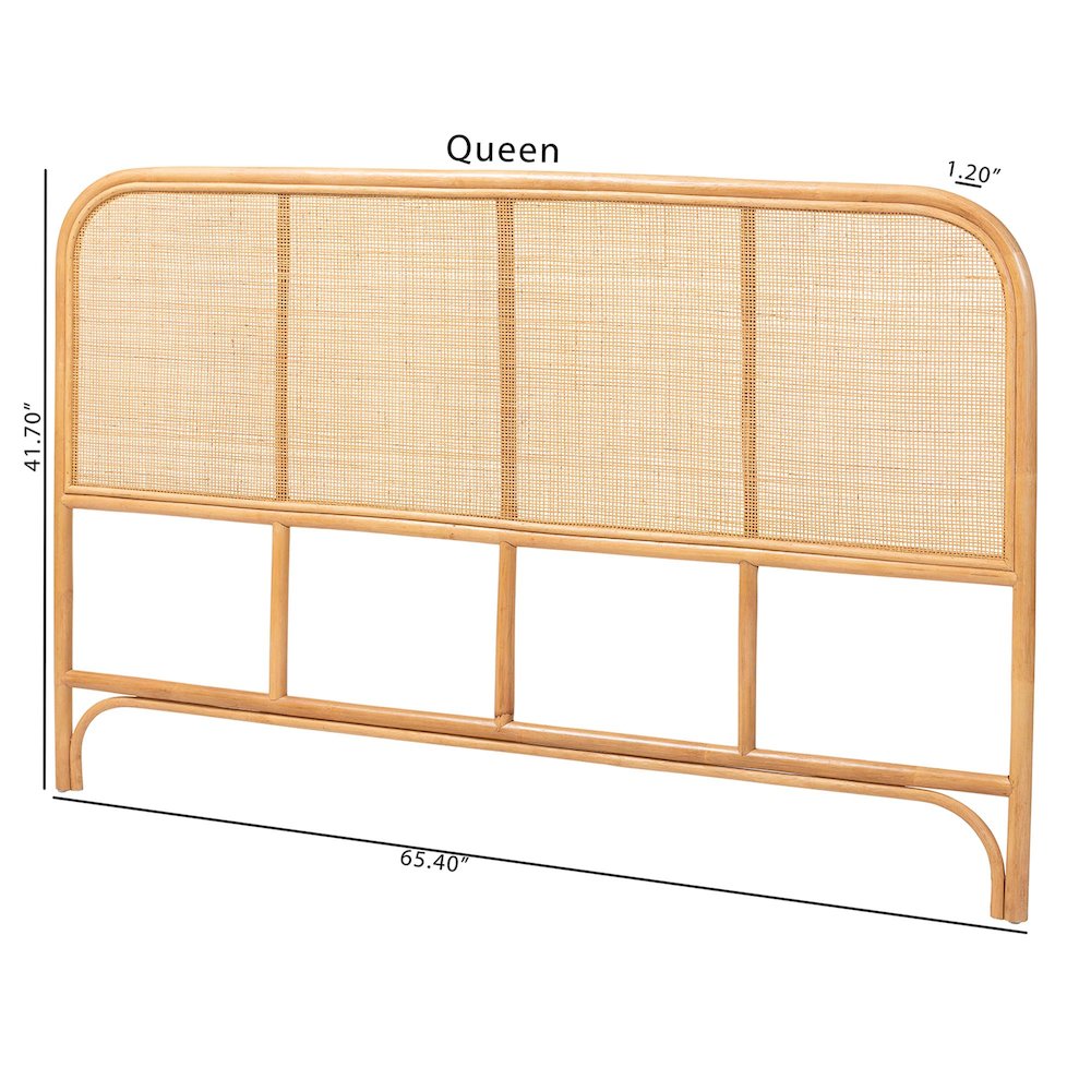 Agota Natural Rattan Standalone Headboard - Handwoven Wicker Panel. Picture 6