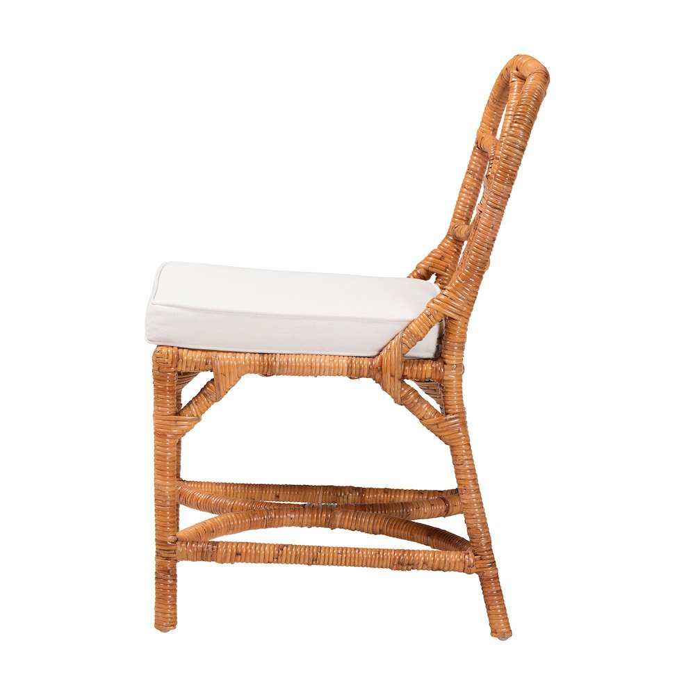 Natural Rattan Dining Chair - Handwoven Wicker Side Chair with Removable Cushion. Picture 3
