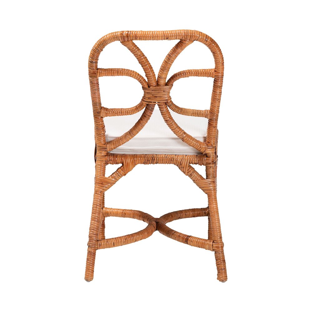 Natural Rattan Dining Chair - Handwoven Wicker Side Chair with Removable Cushion. Picture 4