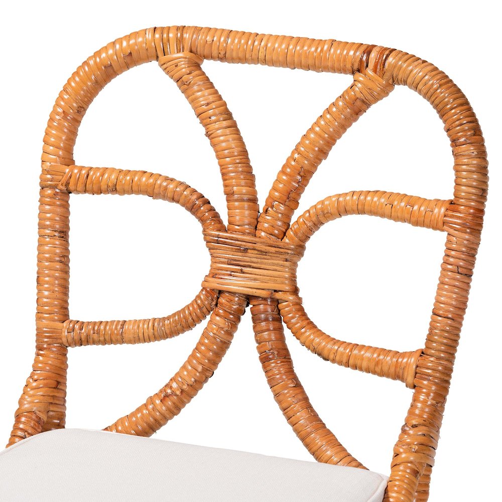 Natural Rattan Dining Chair - Handwoven Wicker Side Chair with Removable Cushion. Picture 5