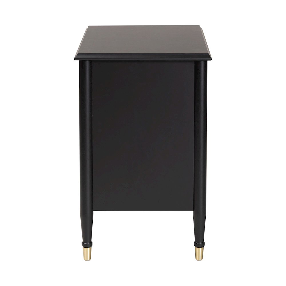Black Wood Chest with Drawers with Metallic Accents, 6-Drawer. Picture 4