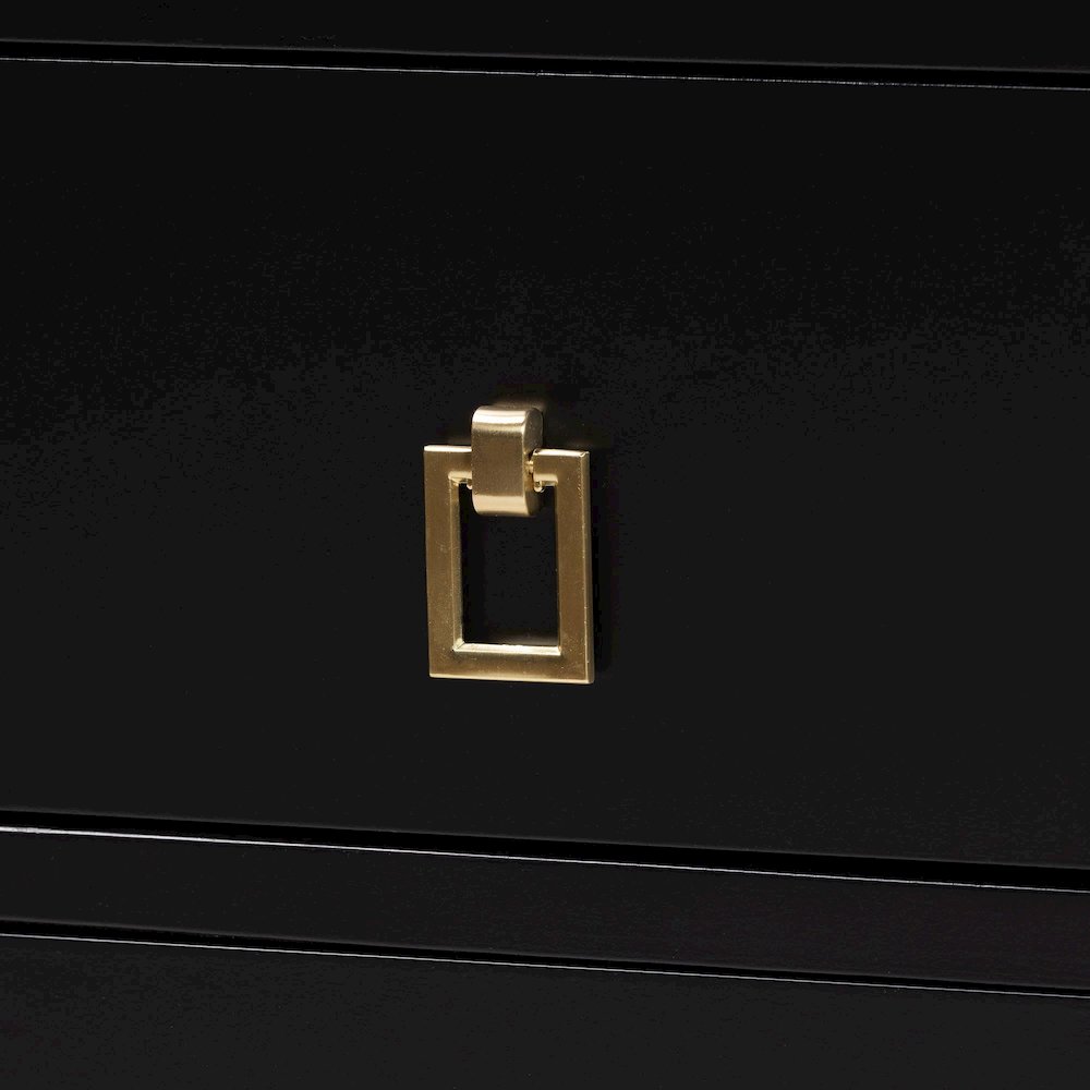 Black Wood Chest with Drawers with Metallic Accents, 6-Drawer. Picture 5