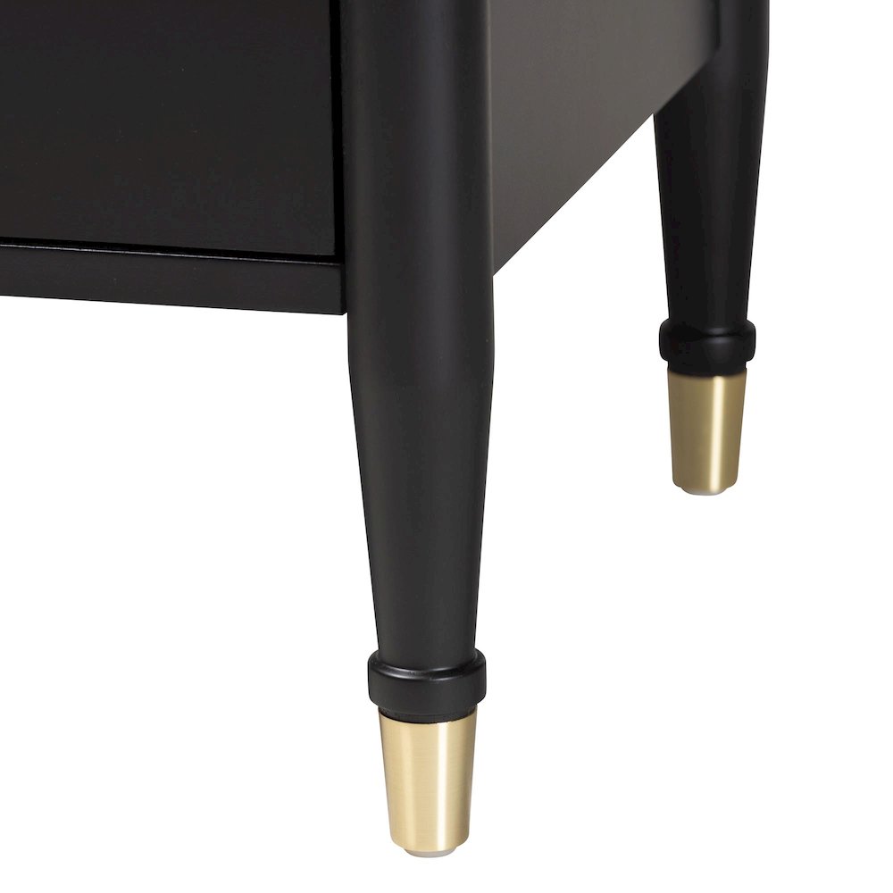 Black Wood Chest with Drawers with Metallic Accents, 6-Drawer. Picture 6