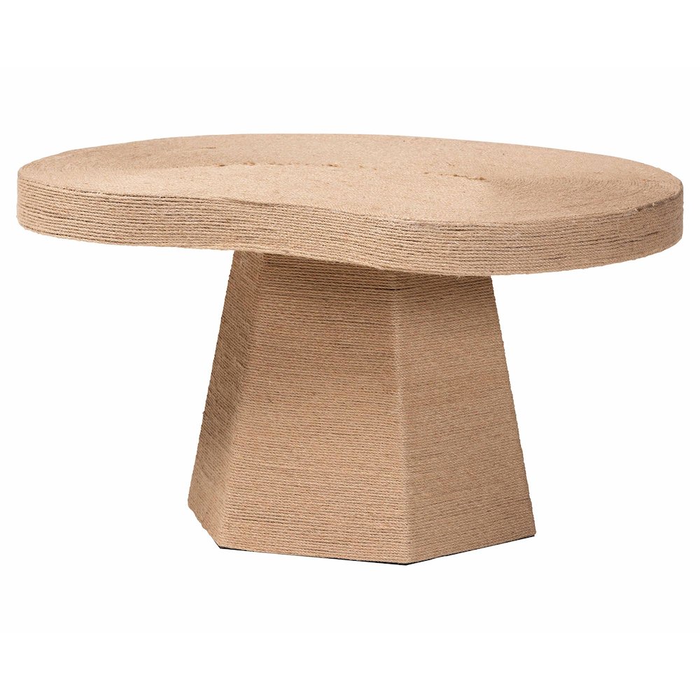 Natural Jute Coffee Table - Textured Handwoven Cocktail Table. Picture 1