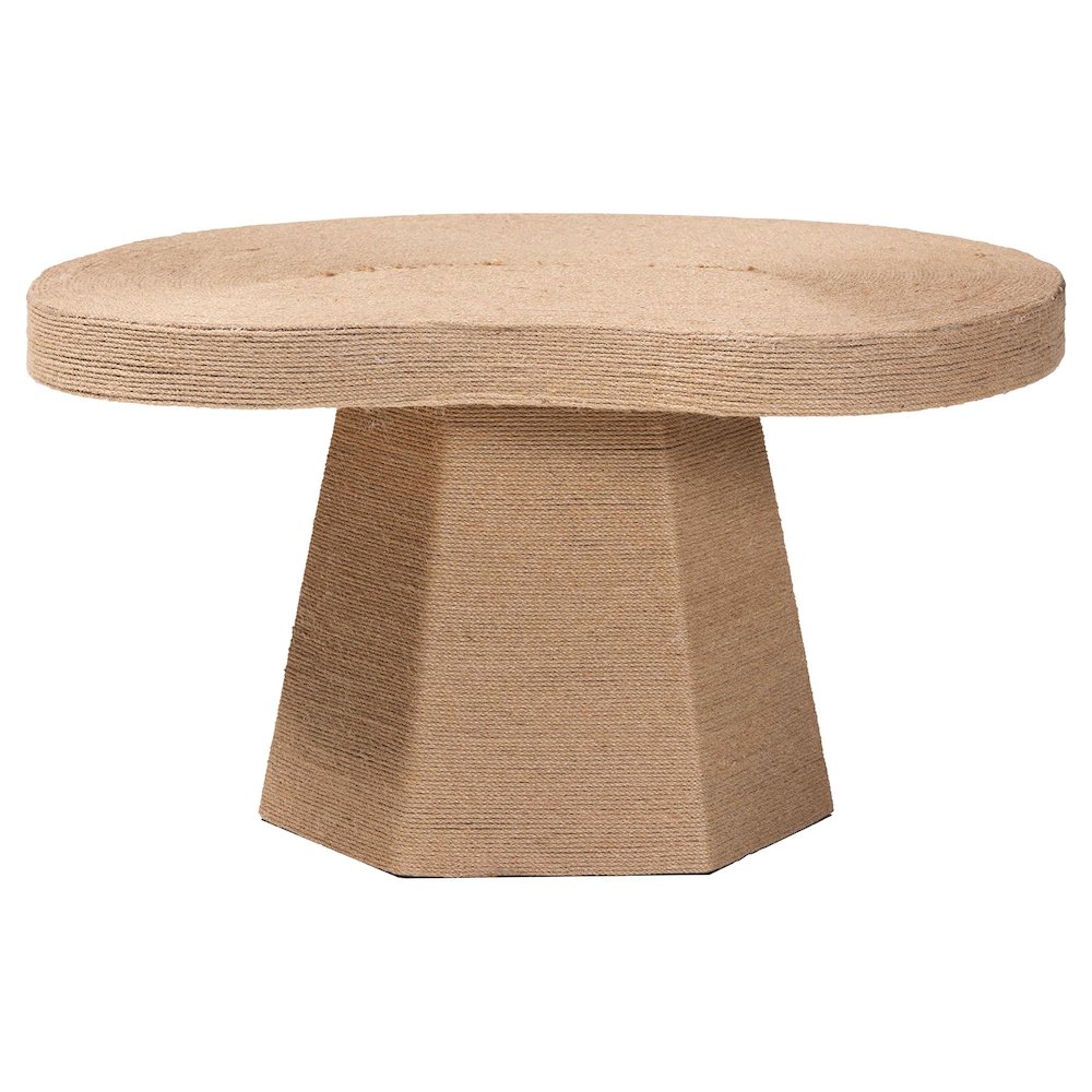 Natural Jute Coffee Table - Textured Handwoven Cocktail Table. Picture 2