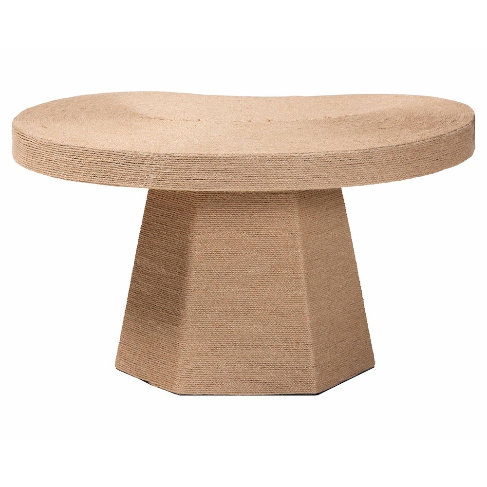 Natural Jute Coffee Table - Textured Handwoven Cocktail Table. Picture 4