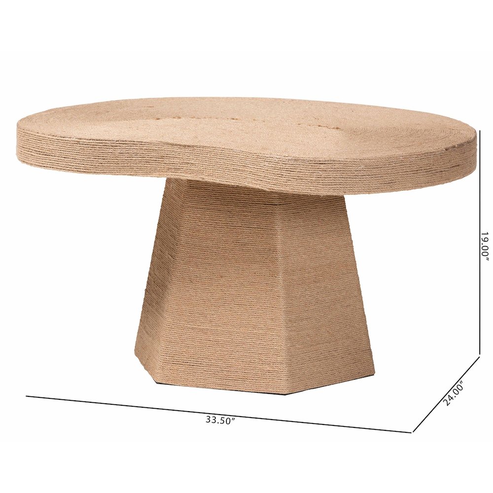 Natural Jute Coffee Table - Textured Handwoven Cocktail Table. Picture 7