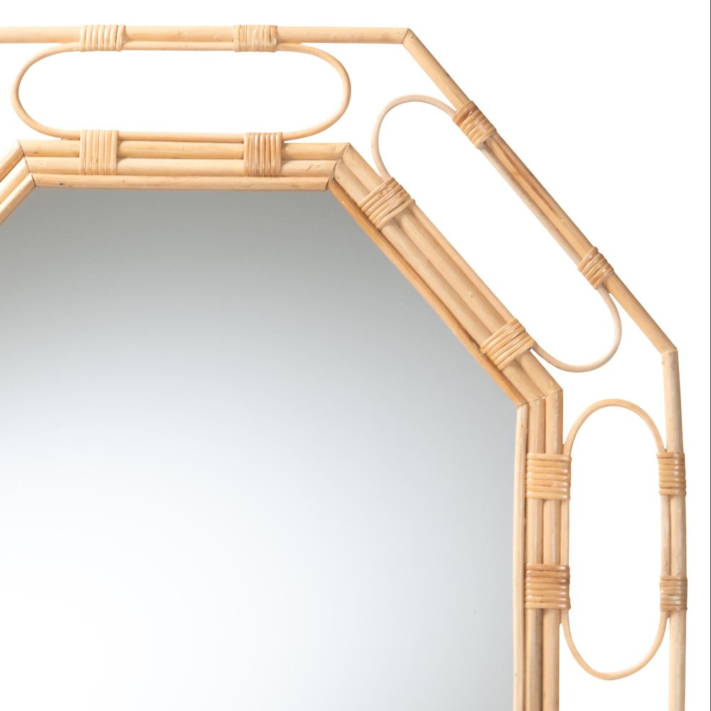 Remedy Octagonal Natural Rattan Wall Mirror - Handwoven Accent Mirror. Picture 1