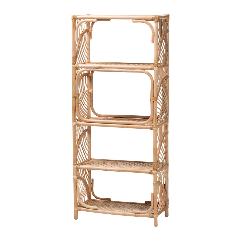 Baara Natural Rattan 4-Tier Display Shelf - Handcrafted Bookcase. Picture 2