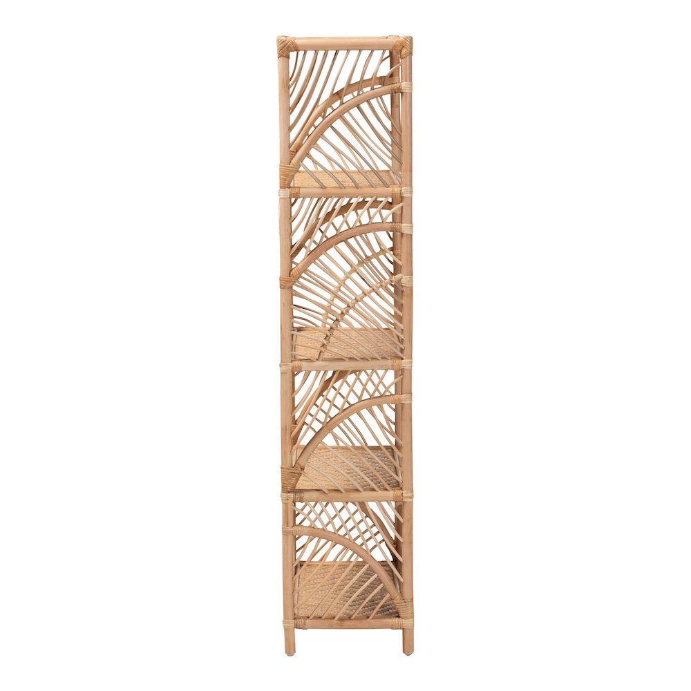 Baara Natural Rattan 4-Tier Display Shelf - Handcrafted Bookcase. Picture 3